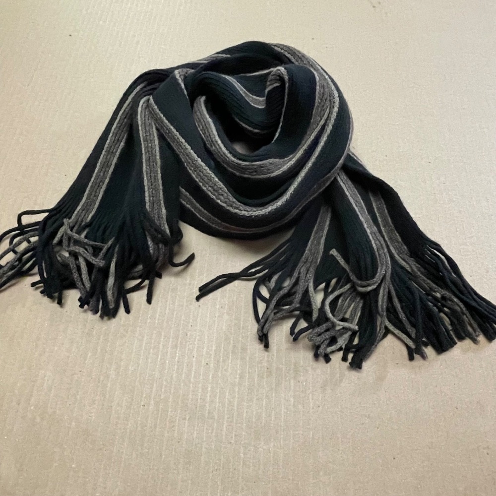GAP Scarf‎ Fringe Striped Wool Blend Fringe 66" x 8" Adult Cozy Lightweight